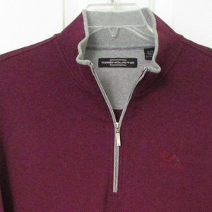 Carnoustie Mens L/S PGA West Burgundy Wine Cotton 1/4 Zip Golf Sweater NWOT - XL